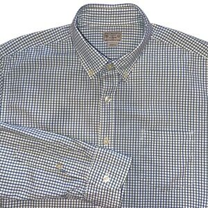 Vtg J. Crew Shirt Mens 100% Cotton White Plaid Button Down Woven ~ Size L